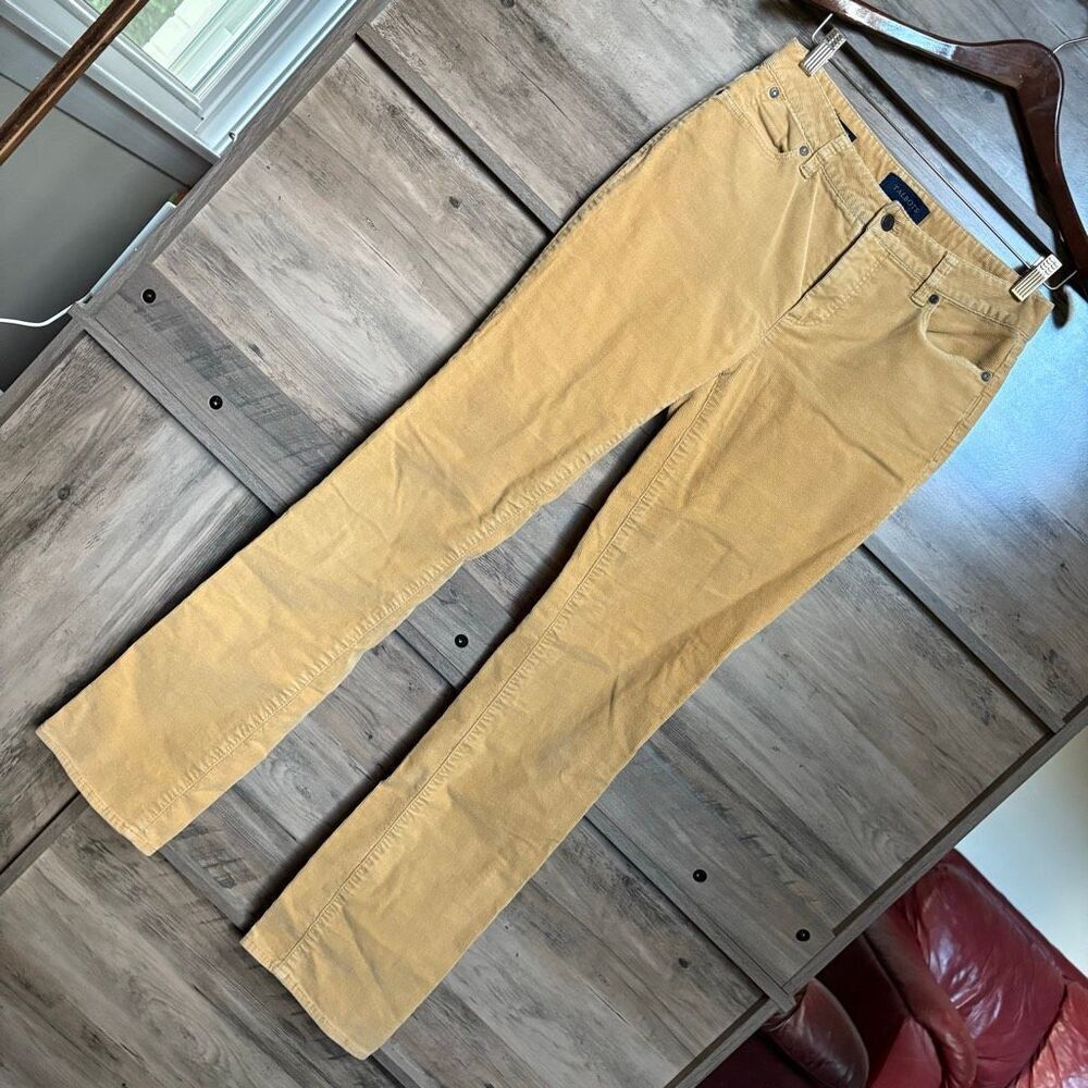 Talbots 4 Yellow Corduroy Heritage Pants Fall Luxury Boho Hippie Preppy Boardwal - Picture 9 of 9